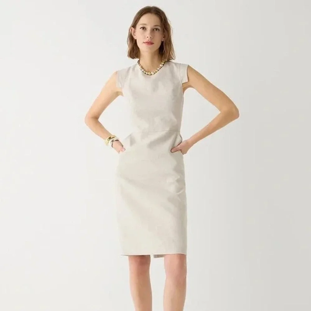 J.Crew Women's Resume Cream Linen Blend Sheath Dress Size 6